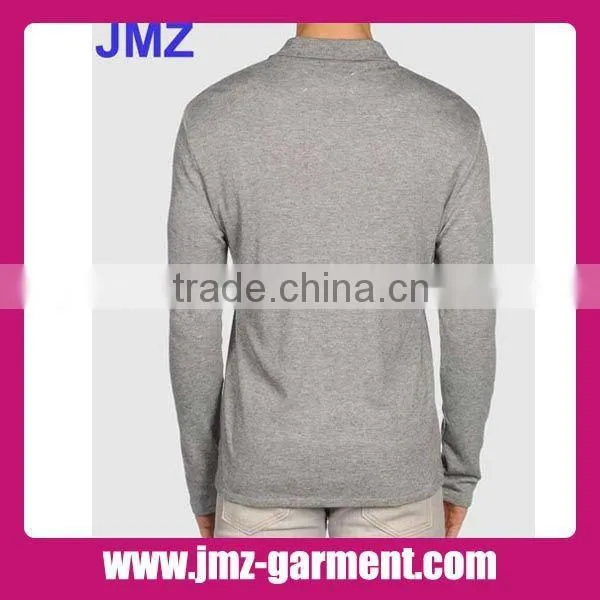 Casual long sleeve marle grey polo shirt
