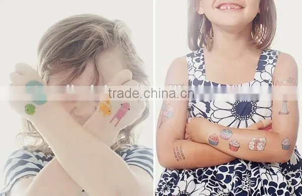 Custom cartoon water transfer temporary color tattoos for kids body art tattoos safe non-toxic color tattoo stickers factory