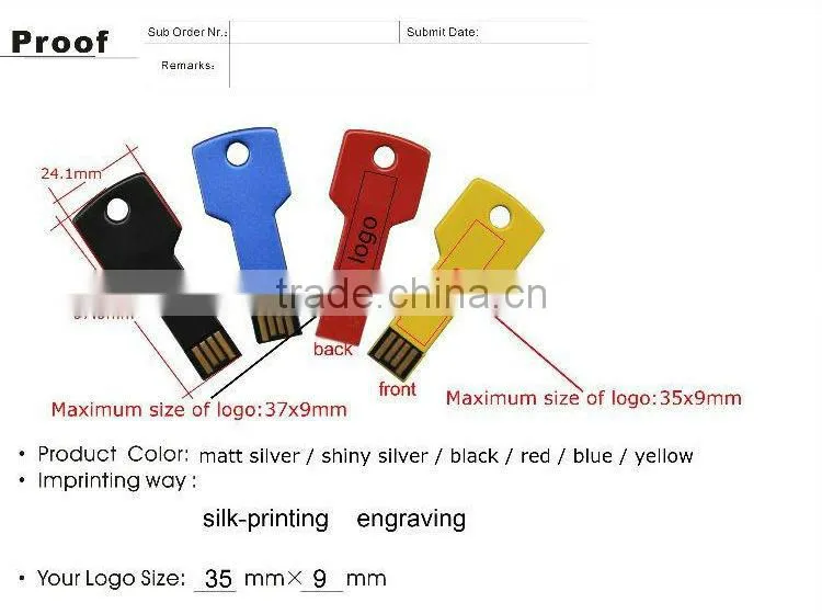Wholesale new customized logo usb flash drive key shape for promotion gift