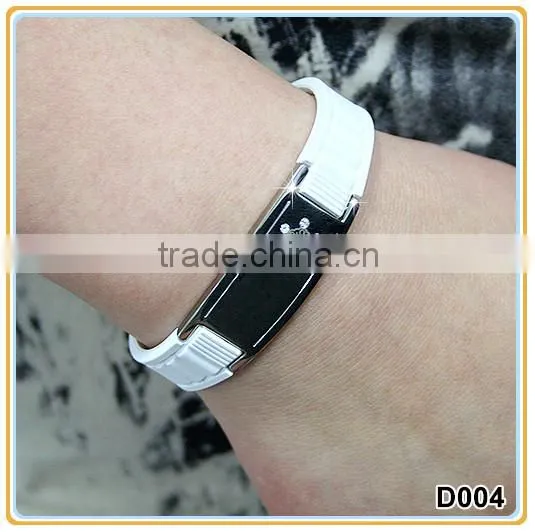 Noprobelm D004 free shipping girl stainless steel charm fashion energy magnetic health crystal silicone bracelets