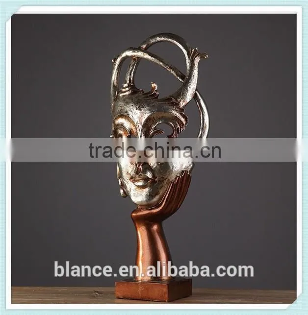 American style resin retro head sculpture head figurine for home decoration