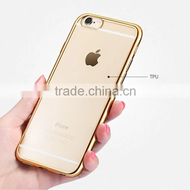 High Quality Transparent Electroplate TPU Back Case for iPhone 6plus 6s plus 5.5inch