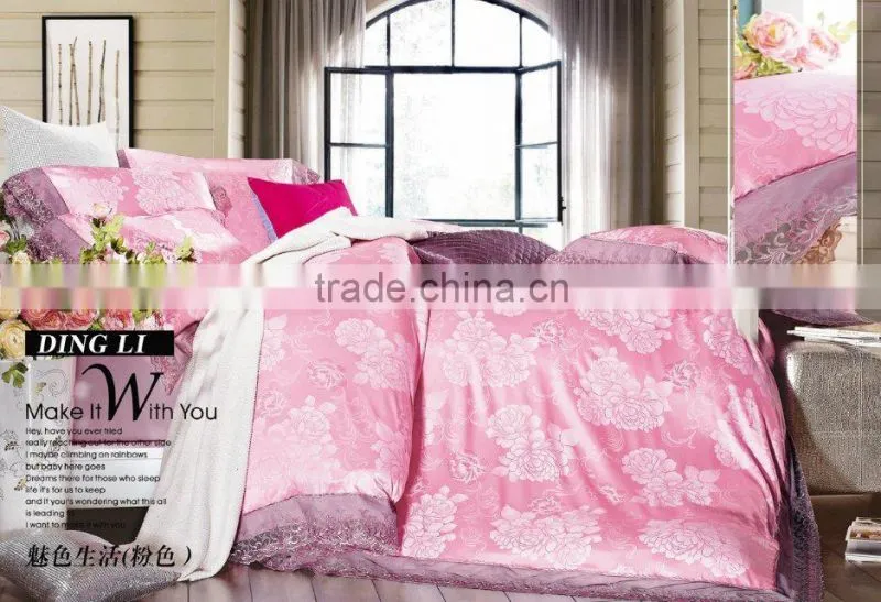 100%Cotton Jacquard Bedding Set,lace duvet cover with lace
