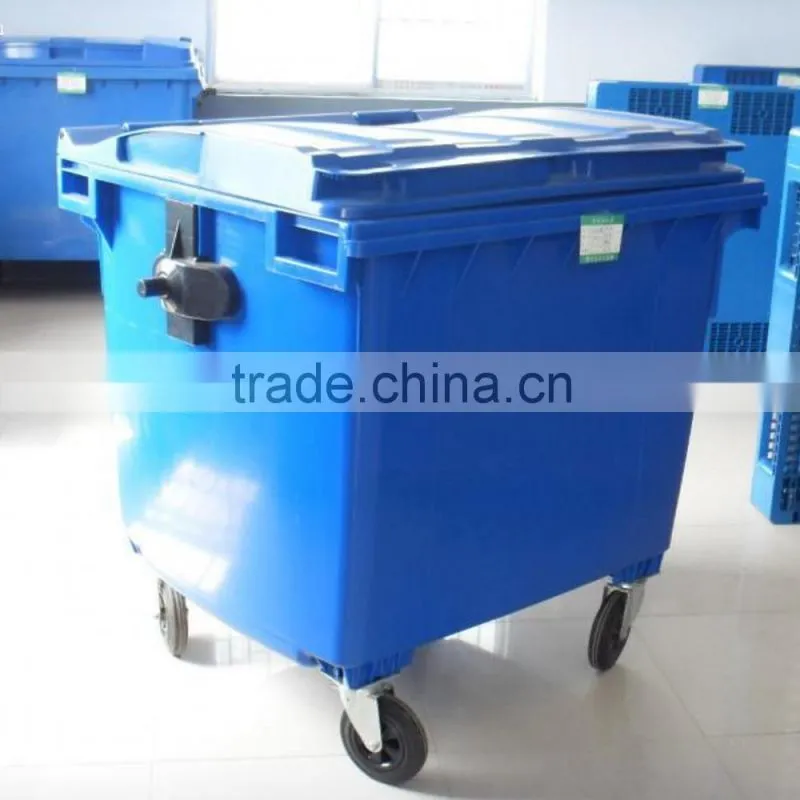 1100 liter large size plastic garbage bin with wheels