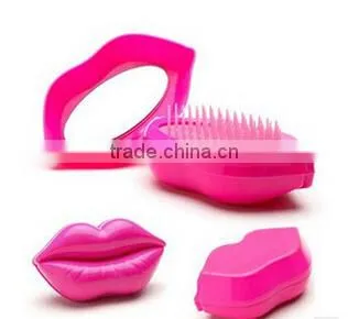 New Style Professional Lip Shape Customized Head Massage Styling Care Easy Carry Hair Comb With Mirrow