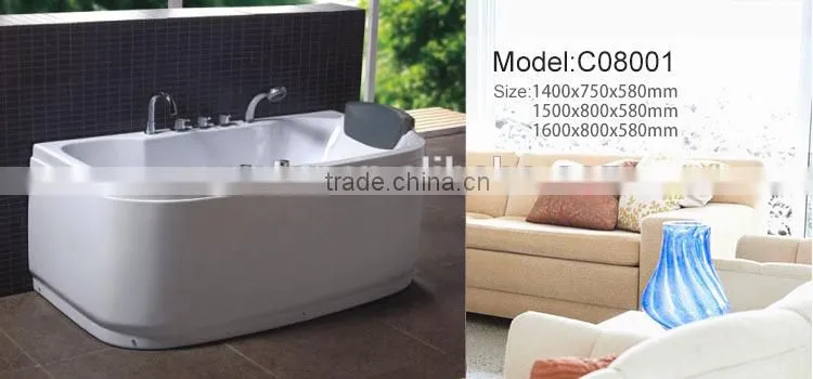 Rectangle Hydromassage Bathtub with Stainless Steel Frame 1500*800*580mm