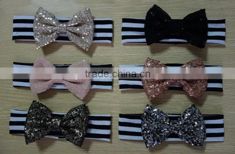 2015 beautiful magnetic shiny fabric bow tie barrettes
