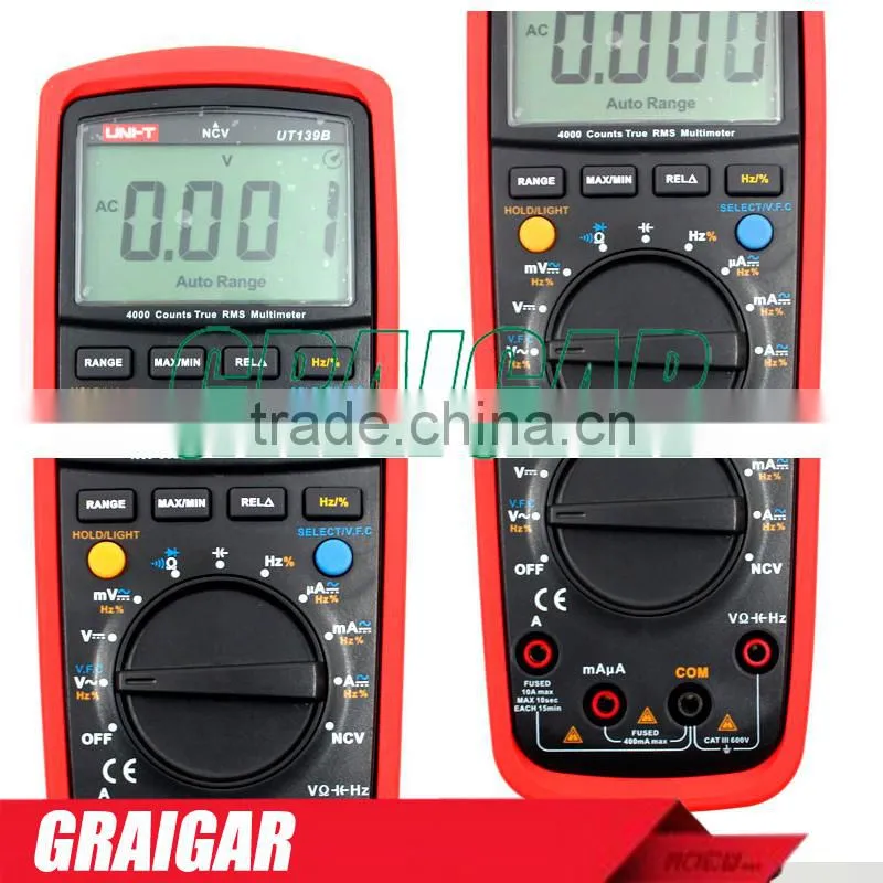 True RMS Digital Multimeters UNI-T UT139B AC DC Voltage and Current Auto Range Handheld multimeter