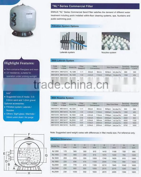 Factory Durable swimming pool sand filter machine pool sand filter swimming pond filter