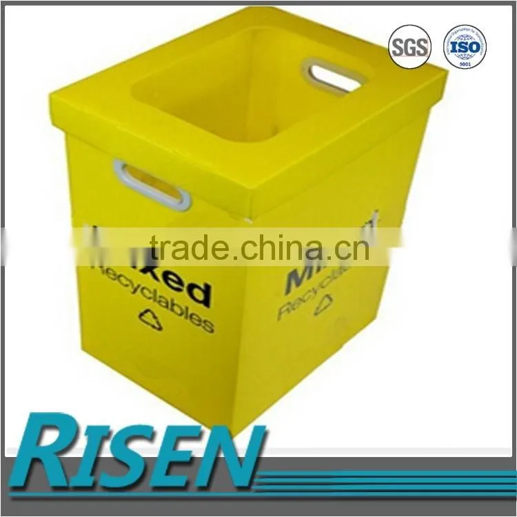 Floor standing printed plastic corrugated board dustbin