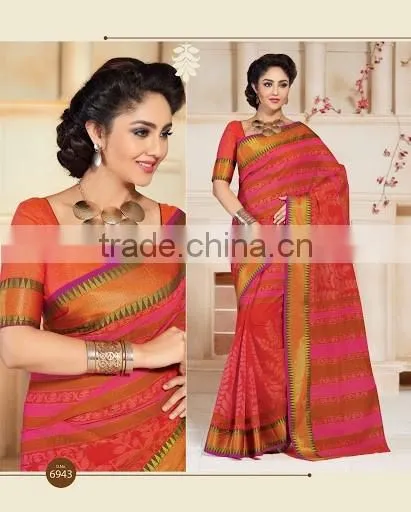 Blue Cotton Silk Saree