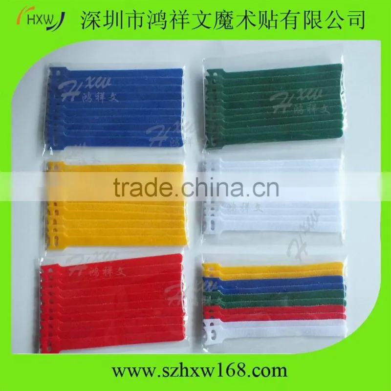 Custom hook and loop strap adjustable cable ties red color
