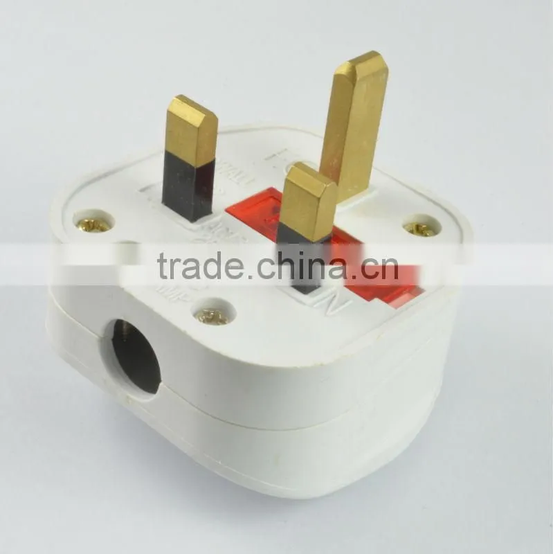 Top UK BS 3 pin wire power plug with switch