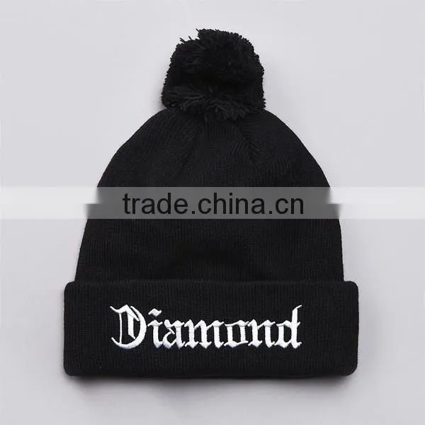 100% Acrylic Custom Pom pom Knitted Beanie