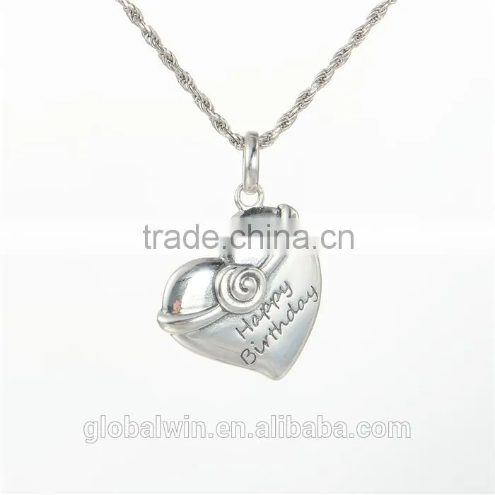 European Designs Lovely S925 Sterling Silver Heart Pendant For Birthday Gift