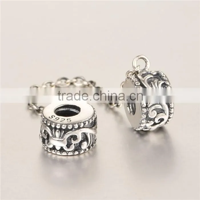 925 Sterling Silver Custom Design Safety Chains Antique Finshing European Bracelets Chains New Arrival Safety Chains