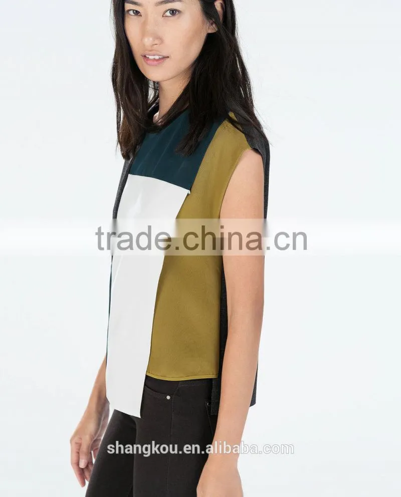 fashionable woman t shirt,t-shirt design,contrast color ladies t shirt,SHKHT0187