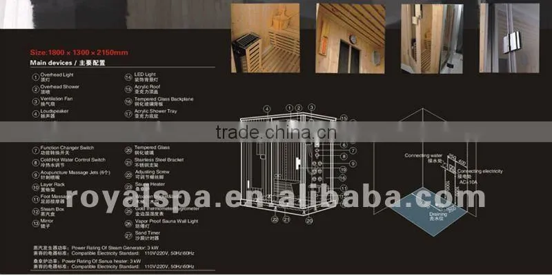 steam sauna shower room combination