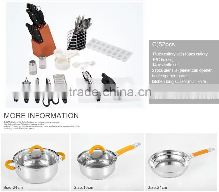 High quality 90 pcs cooking pots and pans ceramic cookware kitchen accessories cook ware