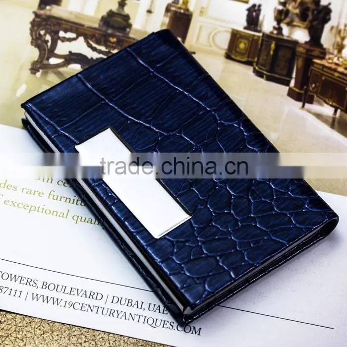 Royalblue crocodile PU leather name card case /card holder with good handfeeling