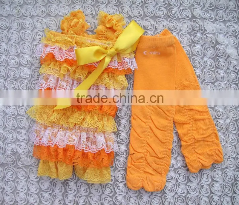 wholesale halloween matching romper and leg warmer outfit for baby girl