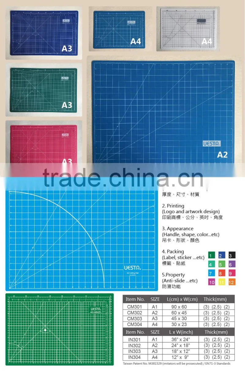 Online Wholesale 2mm A2 PVC 3 layers Cutting Mat