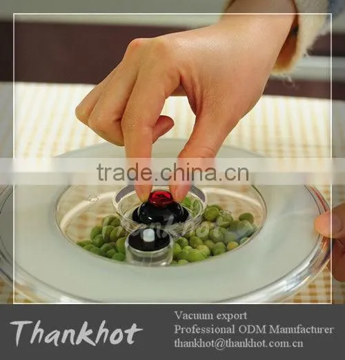 Plastic vacuum lid for bowl to keep food fresh as kitchenware