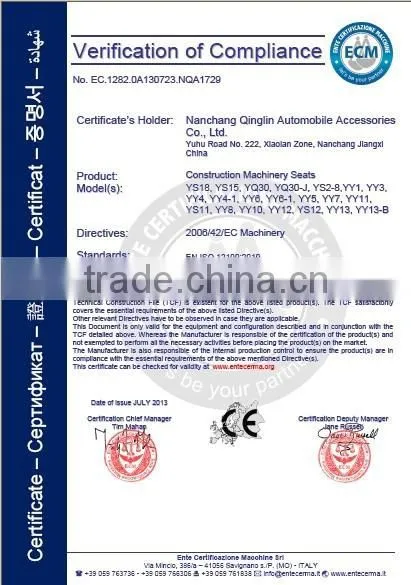 China Bus Driver Seat with Mechanical Suspension 3 Point Belt