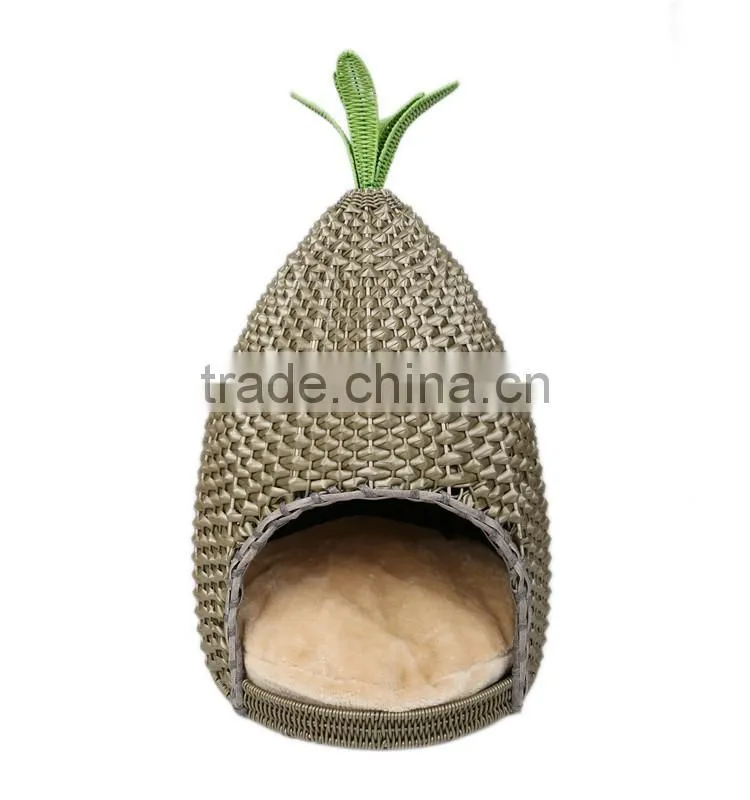 S&D wholesale plastic rattan pet dog cat teepee tent bed made in p.r.c