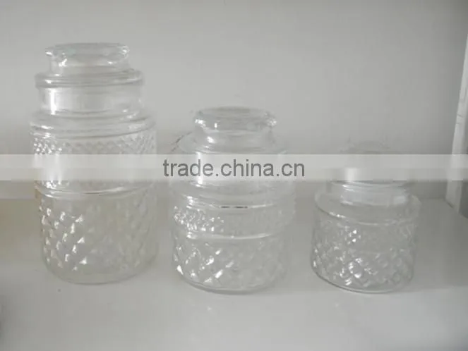 wholesale eco-friendly feature diamond glass jar with lid