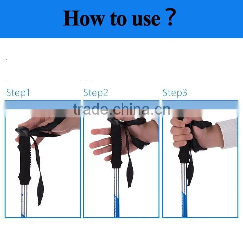 Carbon fiber trekking pole, Cork+long EVA handle, quick external lock, 3 sections SZ15514