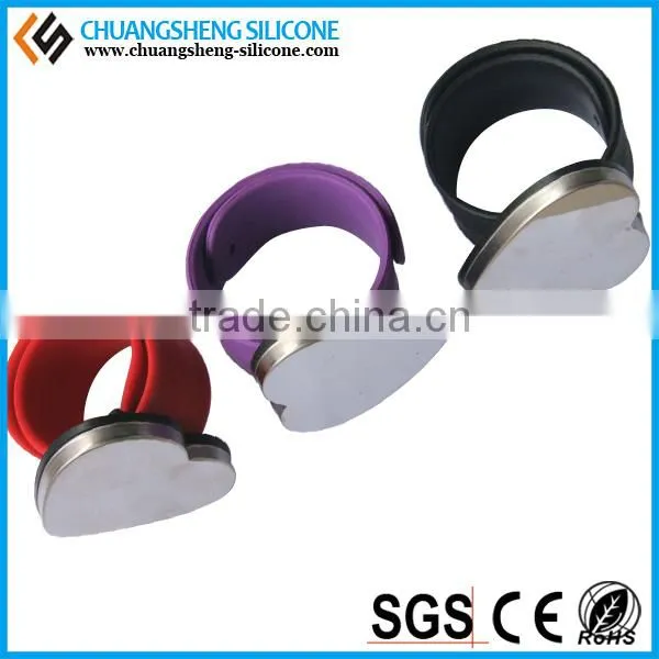 heart-shaped silicone Magnet patted bracelet,bangle,wristband