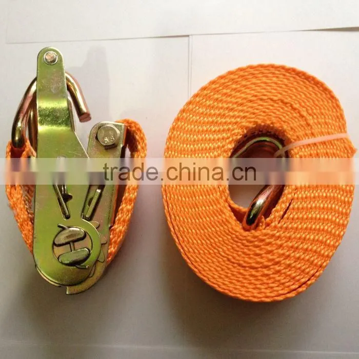 High Tenacity polyester heavy duty double j hooks ratchet tie down