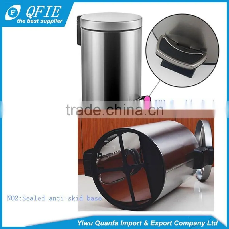 Wholesale silver eco-friendly cylinder lowes stainless steel trash can with the foot pedal