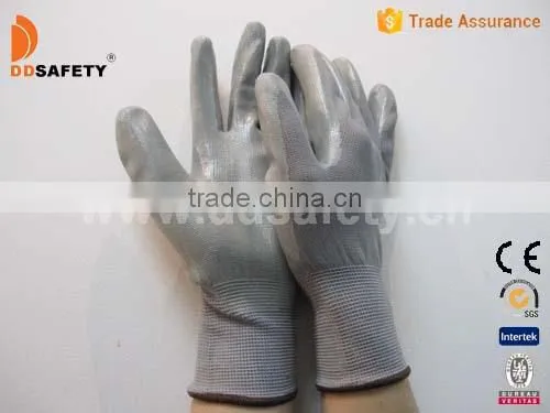 DDSAFETY 13G Nylon Spandex Liner Nitrile Coated Gloves