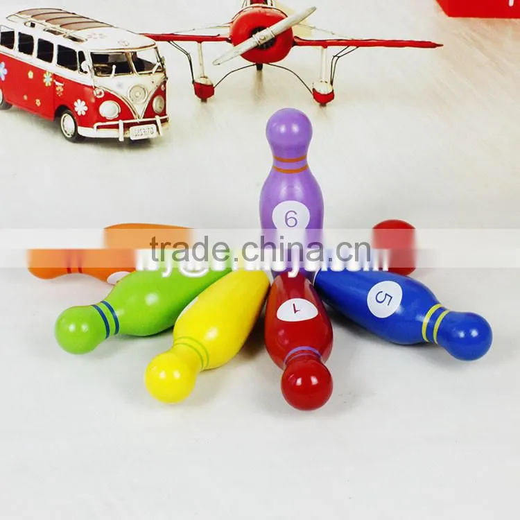 Wholesale mini wooden kids bowling playing set colorful children wooden bowling set toys W01A293