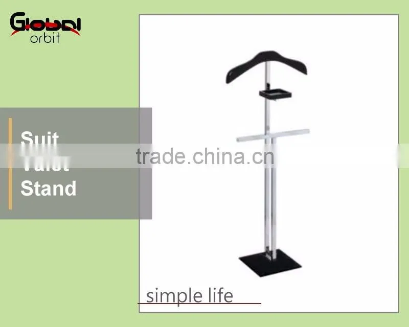 Home Furniture Suit Hanging Holder Wooden Suit Valet Stand With Tray