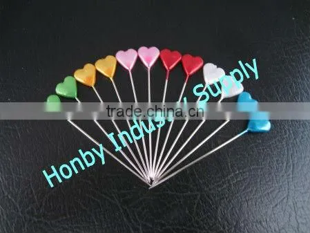 55mm long colorful heart head design pearl moslem hijab pin