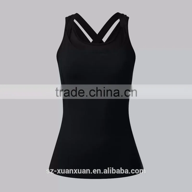 100% cotton plain black running vest for women