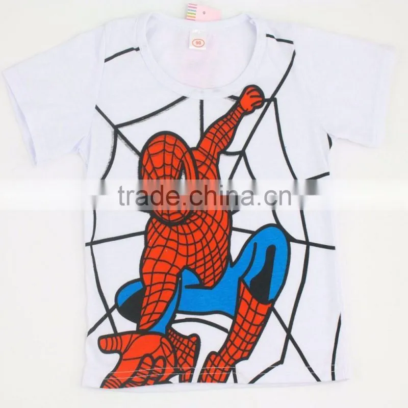 2016 New Style Cotton Spiderman Superman o neck Short sleeve kids T-Shirts cartoon printed children clothes