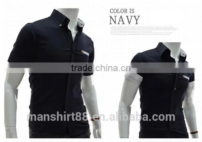 men's Slim Fit solid color short sleeve button downs casual shirt