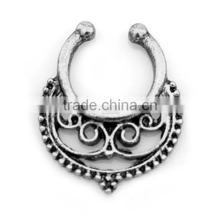 2017 Septum Clicker,Fake Septum Ring,Nose Ring Body Piercing Jewelry with Gems