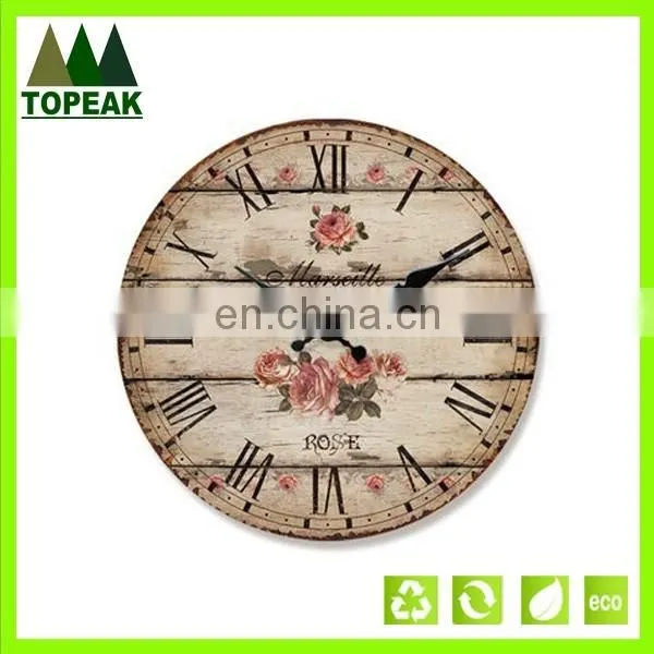 Promotional cheap DIY painting Wooden Wall Clock,Round Simple Design Antique decorative wall clock
