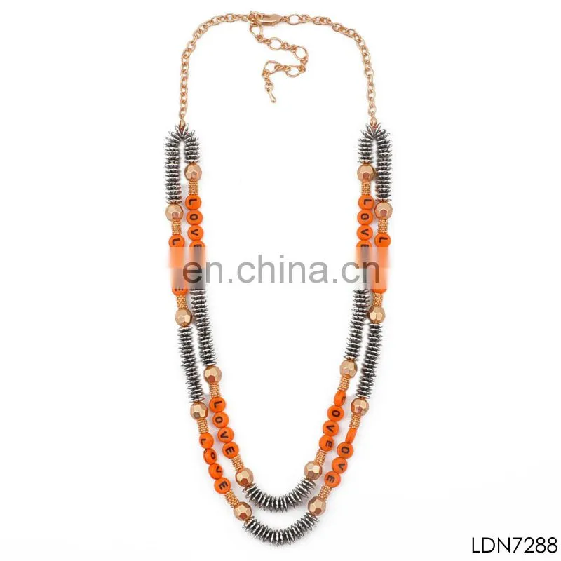 Layered beads LOVE necklace jewelry
