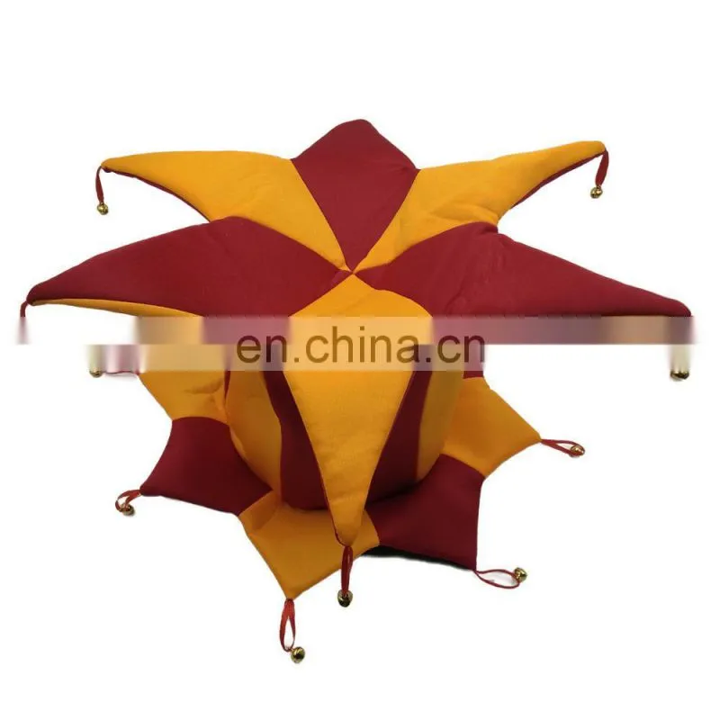 2017 New design party custom logo novelty clown hat carnival joker six horns hat with bells wholesale MCH-2473