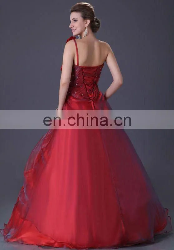 Grace Karin New Style of One Shoulder Red Floor Length Red Quinceanera Dresses CL2514