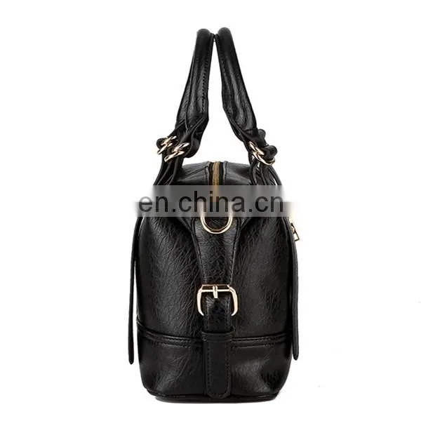 CR Low MOQ requirements pu material large-capacity portable long handle dark-blue colors noble elegant ladies leather bag models