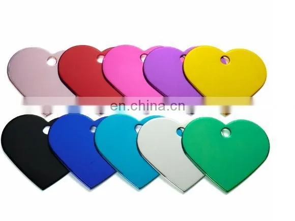 Heart Shape Front Back Engraving Aluminum Pet ID Tags for Dogs and Cats