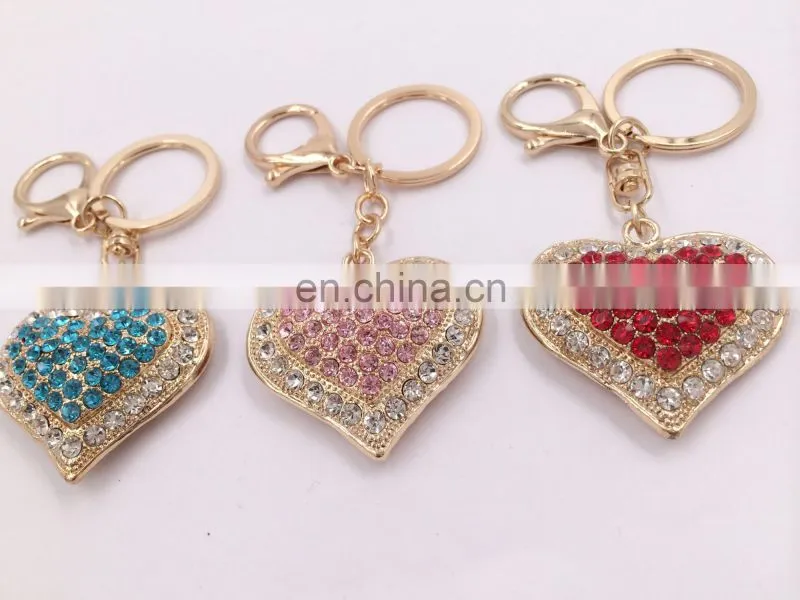 Heart Shaped Crystal Rhinestone Handbag Keyfob Pendant Keychain