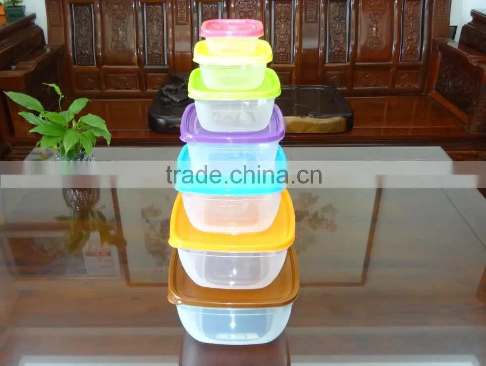 Hot selling 7 pcs set square plastic food storage container / food storage box